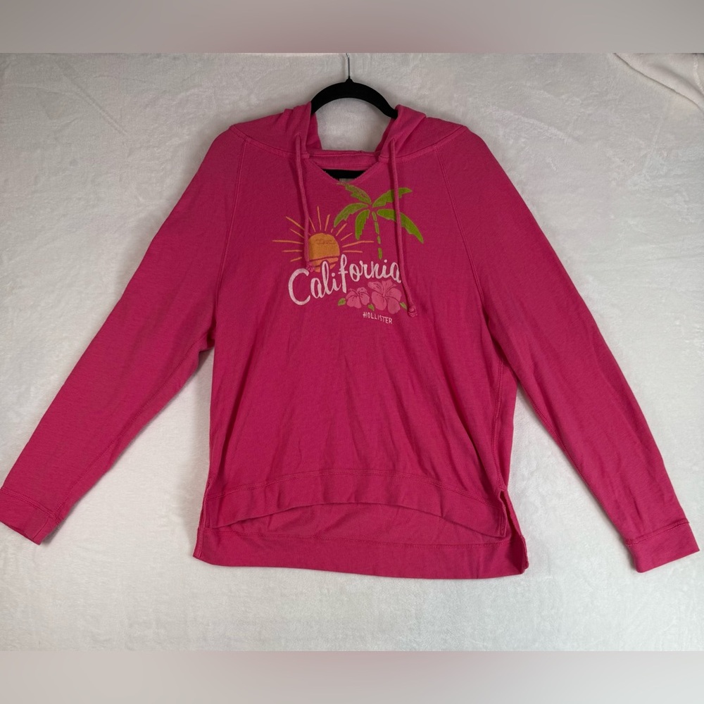 Hollister Pink Sunrise California Graphic Hoodie size large